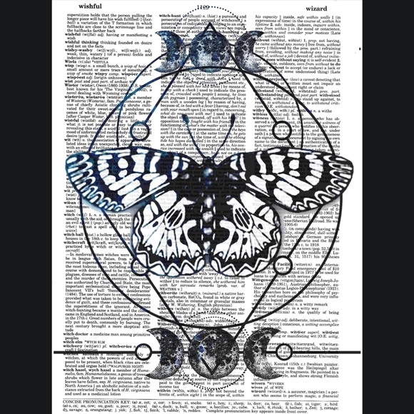 Moon Moth Sacred Geometry Spiritual Book Page Art Print Bundle Dragonfly - Picture 3 of 7